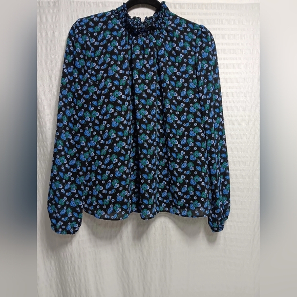 J. CREW FACTORY  Long Sleeve Floral Mockneck Top. Ladies size L - Picture 2 of 10